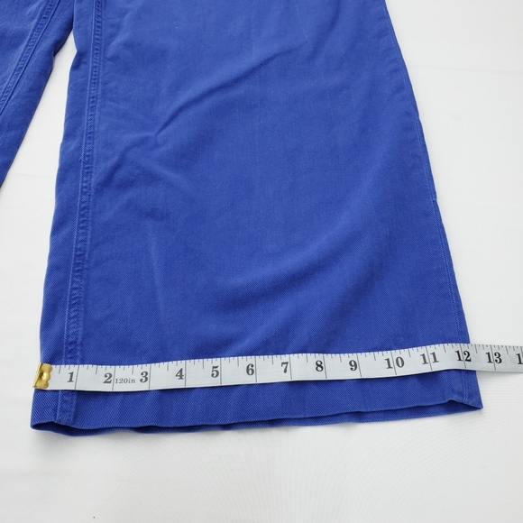 Boden Brompton Wide-Leg Pleated Trousers High Waist Blue Casual Cotton Pants 12R - Picture 4 of 12